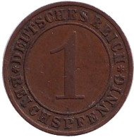 Монета 1 рейхспфенниг. 1936 год (F), Веймарская республика. Монета 1 рейхспфенниг. 1936 год (F), Веймарская республика.