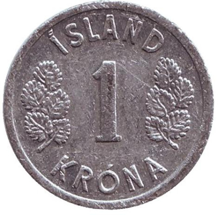 Монета 1 крона. 1978 год, Исландия. Из обращения.