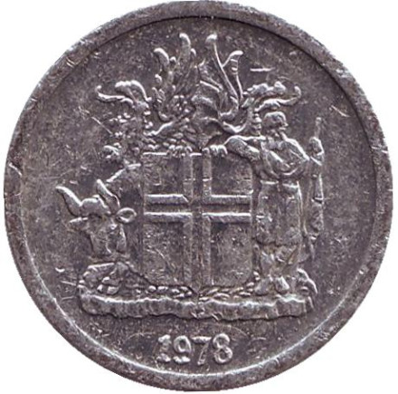 Монета 1 крона. 1978 год, Исландия.