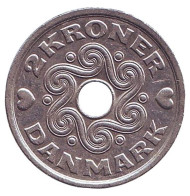 Монета 2 кроны. 1998 год, Дания. Монета 2 кроны. 1998 год, Дания.