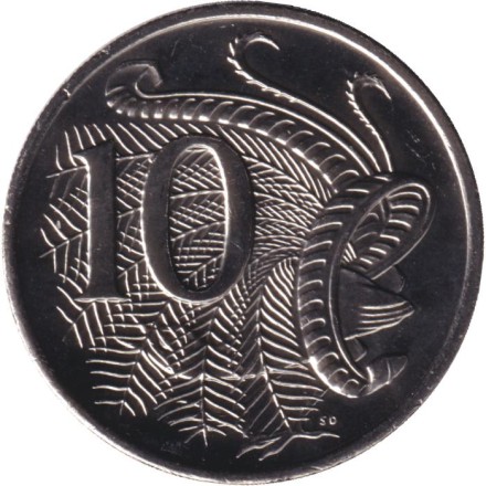 Монета 10 центов. 2025 год, Австралия. Лирохвост.