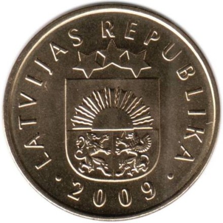 Монета 20 сантимов, 2009 год, Латвия. Монета 20 сантимов, 2009 год, Латвия.