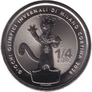 Монета 1/4 евро. 2025 год, Италия. Зимние Олимпийские игры 2026. Талисман. Монета 1/4 евро. 2025 год, Италия. Зимние Олимпийские игры 2026. Талисман.