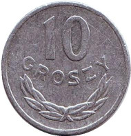 Монета 10 грошей. 1979 год, Польша. Монета 10 грошей. 1979 год, Польша.