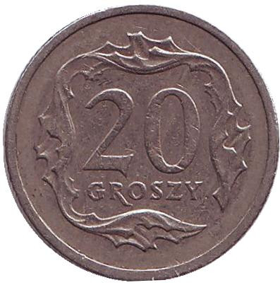 Монета 20 грошей. 1996 год, Польша.