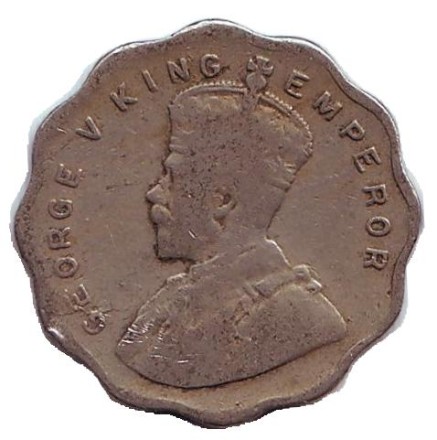 Монета 1 анна. 1933 год, Индия Британская.