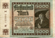 Рейхсбанкнота 5000 марок. 1922 год, Веймарская республика. Рейхсбанкнота 5000 марок. 1922 год, Веймарская республика.