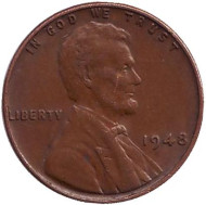 Монета 1 цент. 1948 год (P), США. Линкольн. Монета 1 цент. 1948 год (P), США. Линкольн.