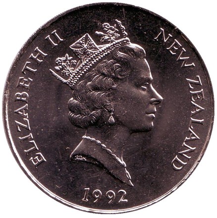 Монета 5 долларов. 1992 год, Новая Зеландия. Купе. Серия "Первооткрыватели". Монета 5 долларов. 1992 год, Новая Зеландия. Купе. Серия "Первооткрыватели".
