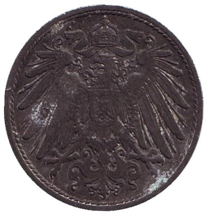 Монета 10 пфеннигов. 1922 год, Германская империя. Цинк.