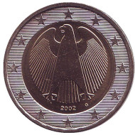 Монета 2 евро. 2002 год (G), Германия. Монета 2 евро. 2002 год (G), Германия.