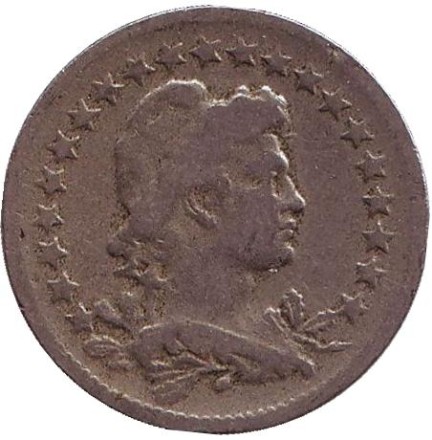 Монета 100 рейсов. 1925 год, Бразилия. Монета 100 рейсов. 1925 год, Бразилия.