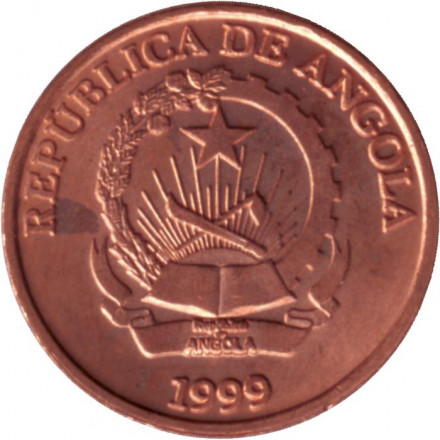 Монета 10 сентимо. 1999 год, Ангола. Монета 10 сентимо. 1999 год, Ангола.