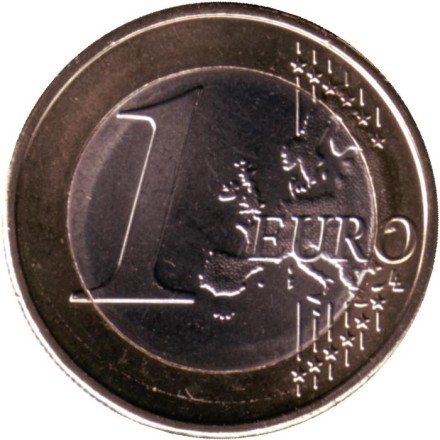 Монета 1 евро. 2021 год, Австрия. Моцарт. Монета 1 евро. 2021 год, Австрия. Моцарт.