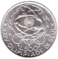 Монета 500 лир. 1988 год, Италия. XXIV летние Олимпийские Игры, Сеул 1988. Монета 500 лир. 1988 год, Италия. XXIV летние Олимпийские Игры, Сеул 1988.
