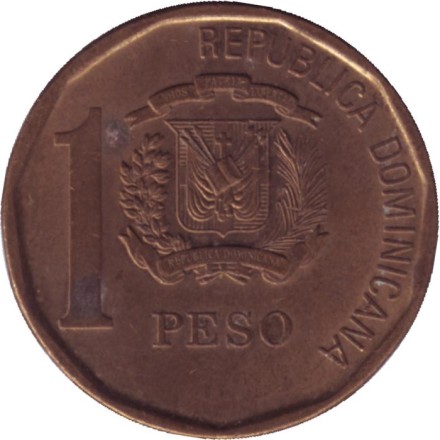 Монета 1 песо. 2008 год, Доминиканская Республика. Пабло Дуарте. (Магнитная).
