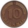 Монета 10 пфеннигов. 1989 год (G), ФРГ. Дубовые листья.