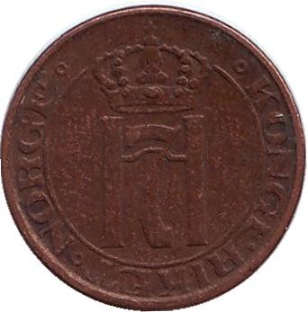 Монета 1 эре. 1950 год, Норвегия.