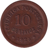Монета 10 сентаво. 1925 год, Португалия. Монета 10 сентаво. 1925 год, Португалия.