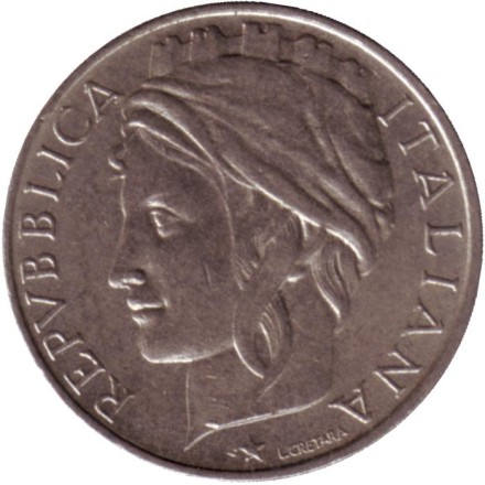 Монета 50 лир. 1997 год, Италия. Монета 50 лир. 1997 год, Италия.