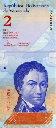 Банкнота 2 боливара. 2008 год, Венесуэла. Банкнота 2 боливара. 2008 год, Венесуэла.