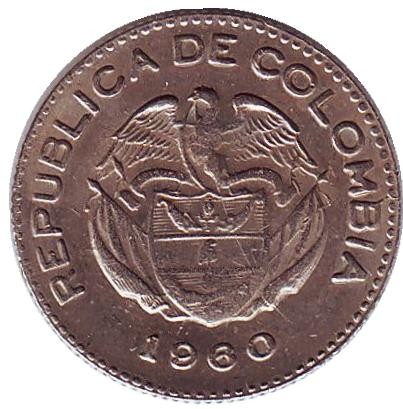 Монета 10 сентаво. 1960 год, Колумбия. Вождь Каларка. Монета 10 сентаво. 1960 год, Колумбия. Вождь Каларка.