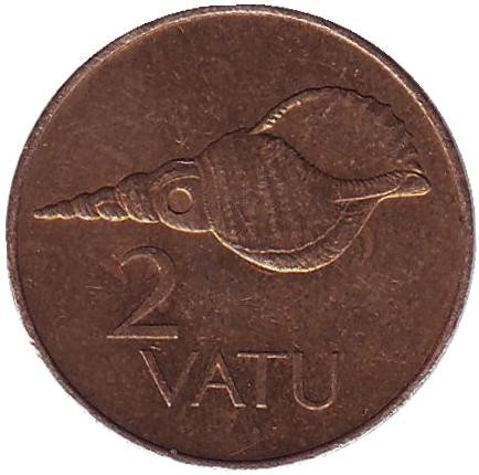 Монета 2 вату, 1983 год, Вануату. Ракушка.