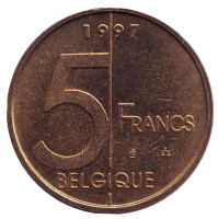 Монета 5 франков. 1997 год, Бельгия. (Belgique)