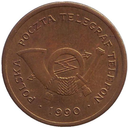 Телефонный жетон. 1990 год, Польша. (С). С отметкой монетного двора. Диаметр 25 мм.