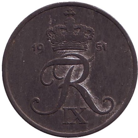 Монета 5 эре. 1951 год, Дания.