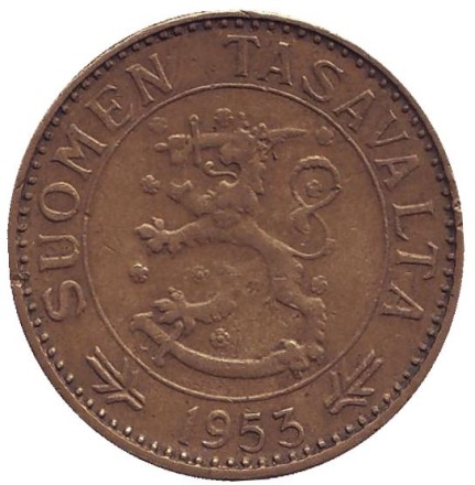 Монета 50 марок. 1953 год, Финляндия. Тип 2. Монета 50 марок. 1953 год, Финляндия. Тип 2.