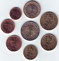 Набор монет евро (8 штук). 1999-2012 год, Франция.