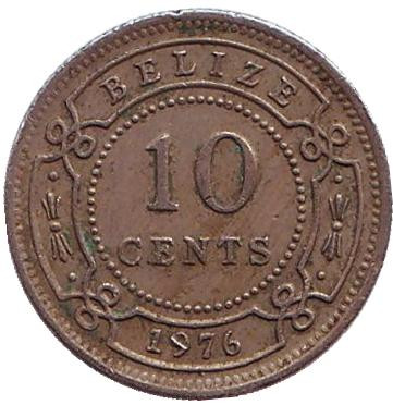 Монета 10 центов. 1976 год, Белиз.