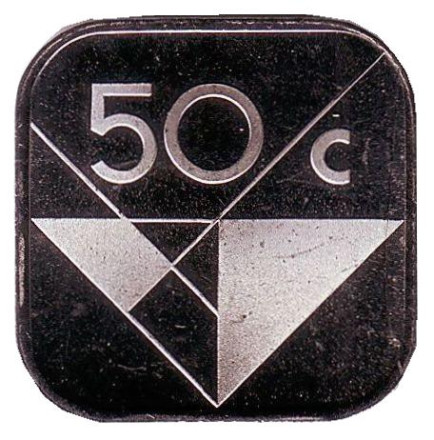 Монета 50 центов. 1986 год, Аруба. UNC.