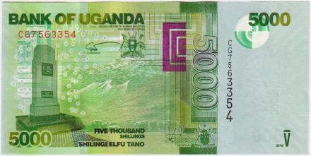 Банкнота 5000 шиллингов. 2019 год, Уганда.