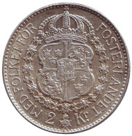 Монета 2 кроны. 1931 год, Швеция. Густав V. Монета 2 кроны. 1931 год, Швеция. Густав V.