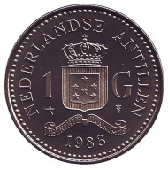 Монета 1 гульден. 1983 год, Нидерландские Антильские острова. UNC. Монета 1 гульден. 1983 год, Нидерландские Антильские острова. UNC.