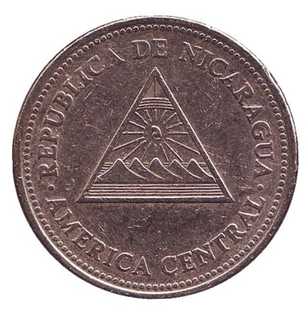 Монета 5 кордоб. 2000 год, Никарагуа. Горы-вулканы. Монета 5 кордоб. 2000 год, Никарагуа. Горы-вулканы.