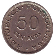 Монета 50 сентаво. 1950 год. Мозамбик в составе Португалии.