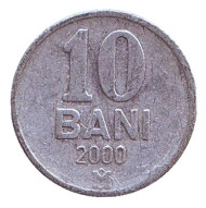 Монета 10 бани. 2000 год, Молдавия. Монета 10 бани. 2000 год, Молдавия.