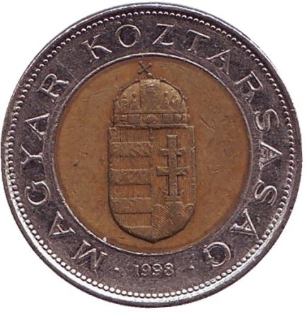 Монета 100 форинтов. 1998 год, Венгрия. Новый тип.