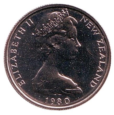 Монета 5 центов. 1980 год, Новая Зеландия. UNC. Гаттерия. Монета 5 центов. 1980 год, Новая Зеландия. UNC. Гаттерия.