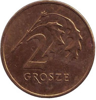 Монета 2 гроша, 2010 год, Польша. Дубовые листья. Монета 2 гроша, 2010 год, Польша. Дубовые листья.