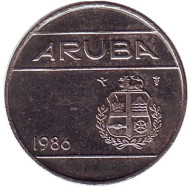 Монета 25 центов. 1986 год, Аруба.