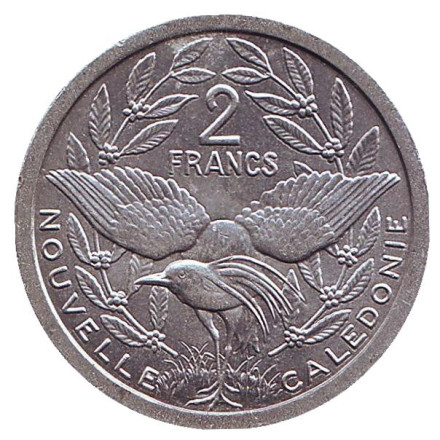 Монета 2 франка. 1982 год, Новая Каледония. UNC. Птица кагу.