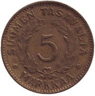 Монета 5 марок. 1946 год, Финляндия. Монета 5 марок. 1946 год, Финляндия.