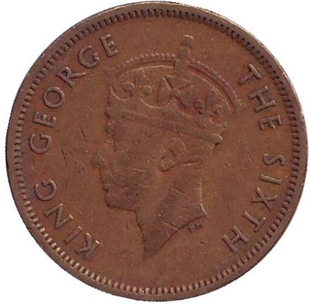 Монета 10 центов. 1948 год, Гонконг.