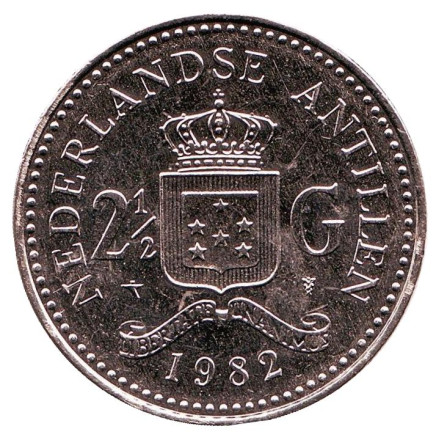 Монета 2,5 гульдена. 1982 год, Нидерландские Антильские острова.