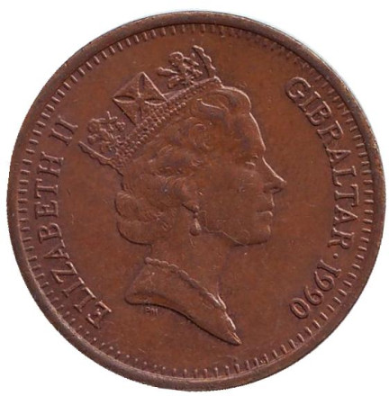 Монета 2 пенса. 1990 год, Гибралтар. Маяк. (AB).