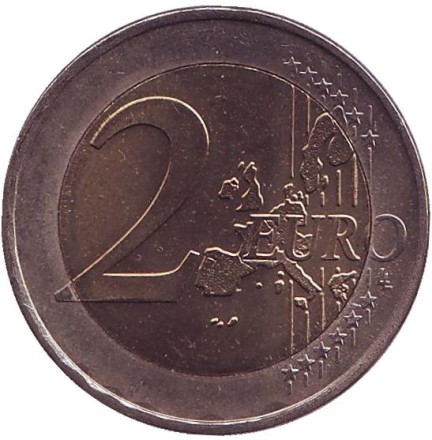 Монета 2 евро. 2002 год (D), Германия. Монета 2 евро. 2002 год (D), Германия.
